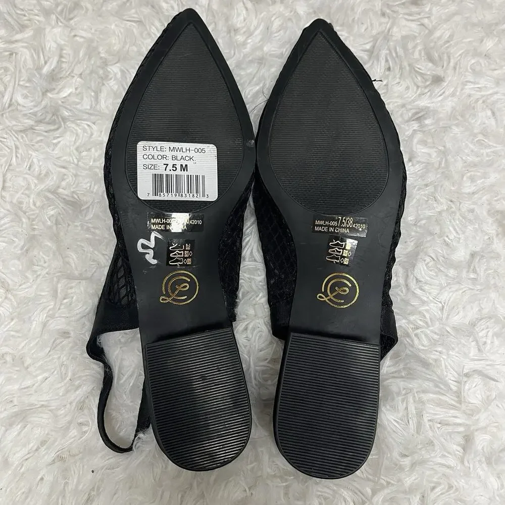 Chinese Laundry Pointed Toe Shoes sling back mesh black size 7.5M style#WLH-005